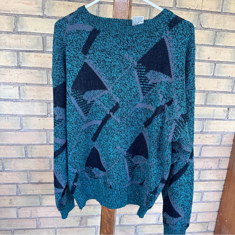 Vintage Point Zero Geometric Grandpa Knit Sweater